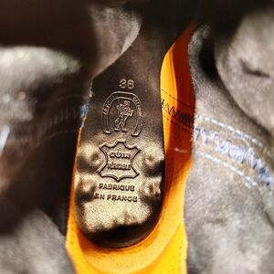 Black Leather Shoes with Orange Interior